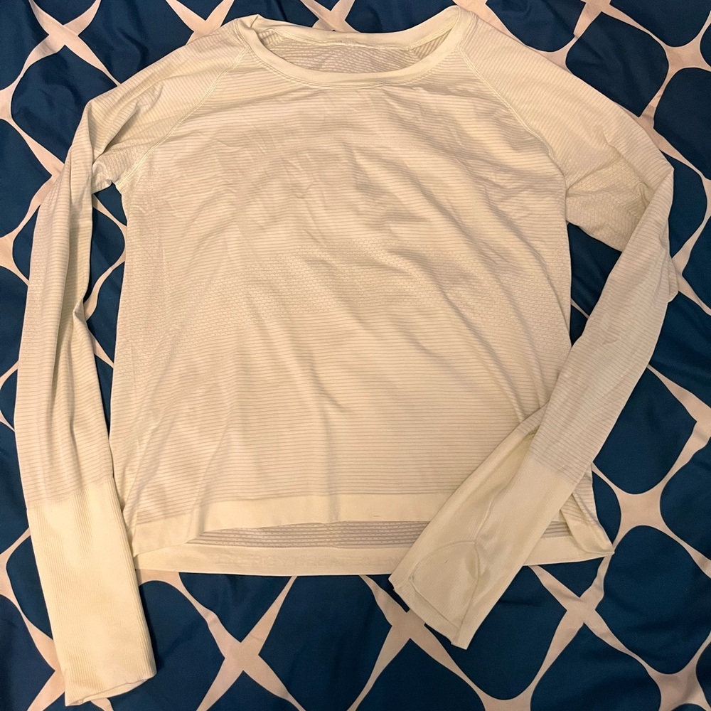 Lululemon Long Sleeve Light Yellow Swiftly Shirt Race Length Size 12